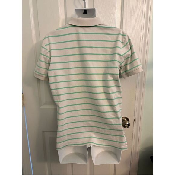 Polo by Ralph Lauren White with Green Stripes Polo Shirt. Size Medium - Picture 6 of 6